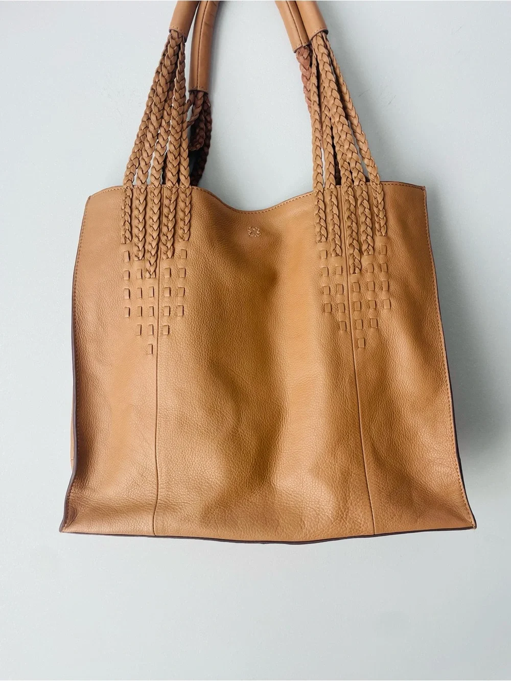 Lucky Brand Mina Leather Tote Bag with Braided Handles